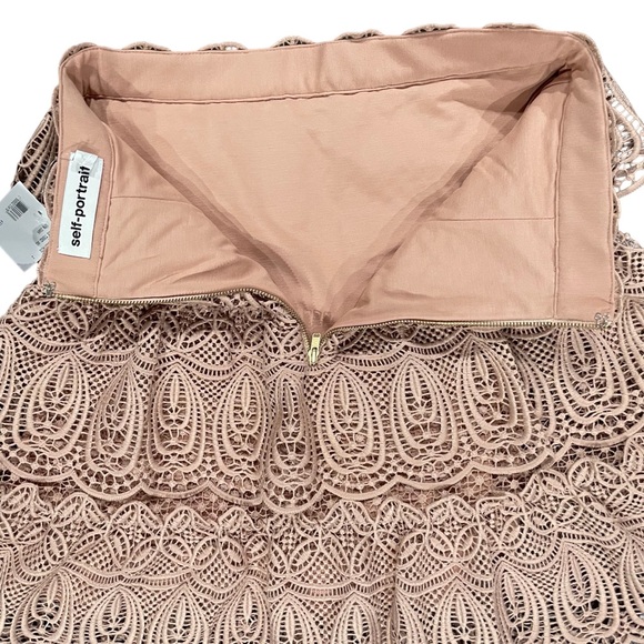 SELF-PORTRAIT Pink Lace Tiered Skirt US 2